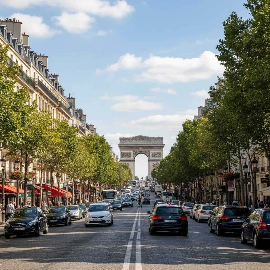 Private chauffeur car driving into Paris after an Orly Airport transfer